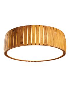 Barrel LED Flush Mount - Teak Veneer