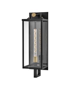 Catalina 1 lt Large Wall Lantern - Black with Burnished Bronze accents