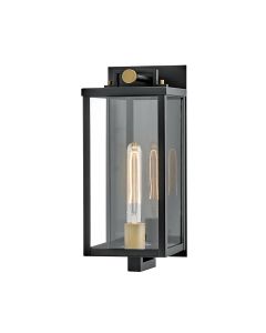 Catalina 1 lt Medium Wall Lantern - Black with Burnished Bronze accents