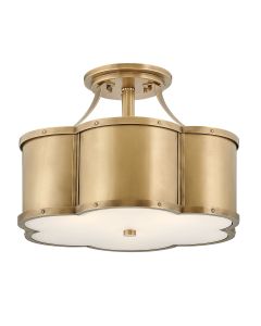 Chance 3 lt Medium Semi-Flush - Heritage Brass
