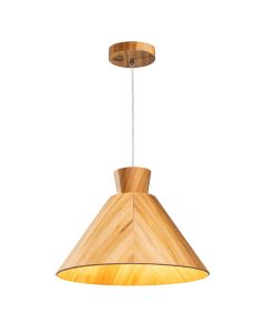 Conical Pendant Light - Teak Veneer