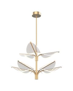 Floriana 8 Leaf LED Chandelier Large - Natural Brass