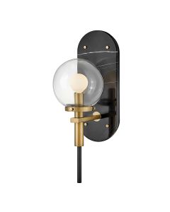 Gilda 1 lt Wall Light - Black with Heritage Brass accents