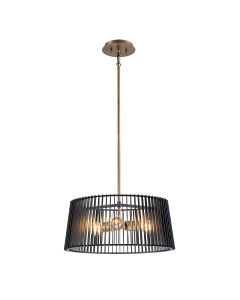Linara 3 lt Pendant - Black & Natural Brass