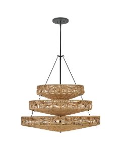 Ophelia 13 lt Multi-Tier Chandelier - Black/Camel