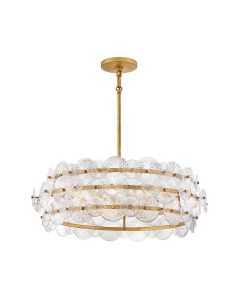 Rene 6 lt Drum Chandelier - Distressed Brass
