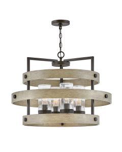 Riverwood 4 lt Chandelier - Warm Bronze with Warm Ash accents
