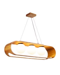 Sfera 3lt Linear Pendant Light - Teak Veneer