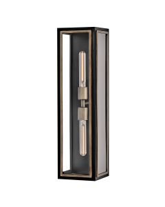 Shaw 2 lt Wall Lantern - Black with Burnished Bronze accents