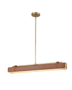 Valise LED Linear Pendant - Vintage Brass/Cognac Leather