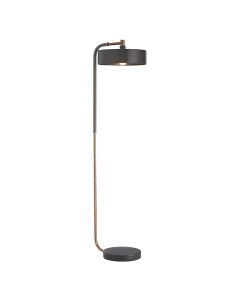 Aaron 1 lt Floor Lamp - Heritage Brass, Graphite leather, Black Marble, Bronze Shade