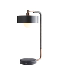 Aaron 1 lt Table Lamp - Heritage Brass, Graphite leather, Black Marble, Black Shade
