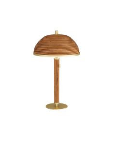 Annette 2 lt Table Lamp - Natural Rattan & Antique Brass