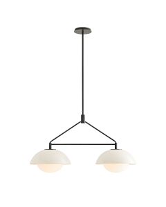 Glaze 2 lt Linear Chandelier - Ivory Stained Crackle & Blackened Steel
