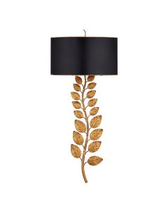 Birdwood 2 lt Wall Light - Textured Gold Leaf / Satin Black