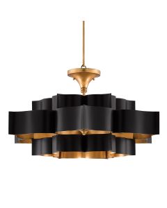 Grand Lotus 6 lt Chandelier - Matte Black / Contemporary Gold Leaf