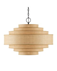 Maura 6 lt Chandelier - Natural / Satin Black