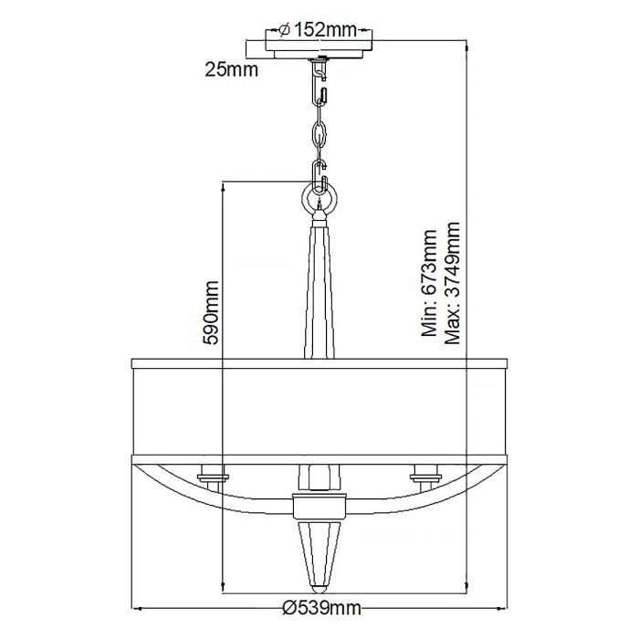 Ascher 3 Light Pendant - Polished Nickel