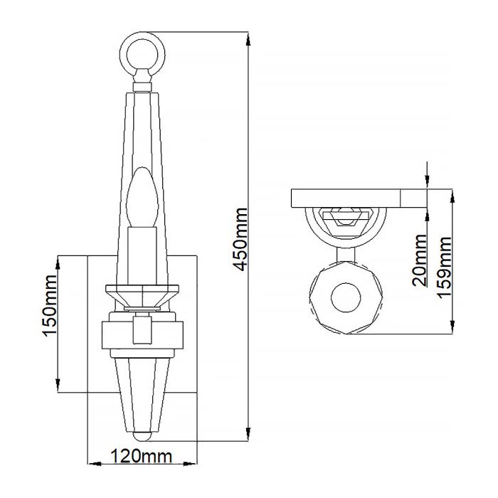 Ascher 1 Light Wall Light - Polished Nickel