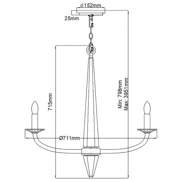 Ascher 6 Light Chandelier - Polished Nickel