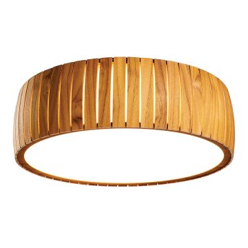 Barrel LED Flush Mount - Teak Veneer