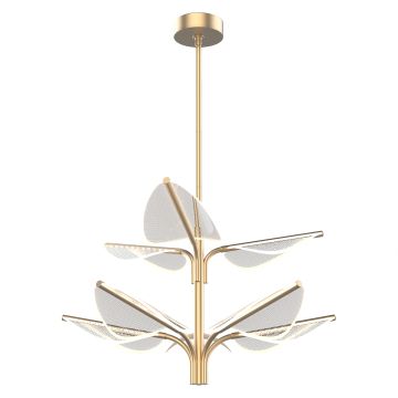 Floriana 8 Leaf LED Chandelier Large - Natural Brass
