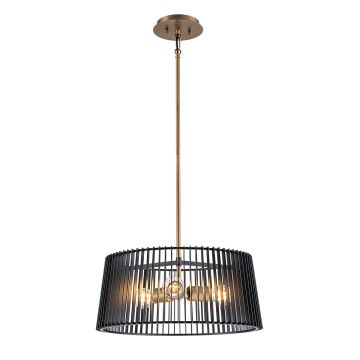 Linara 3 lt Pendant - Black & Natural Brass