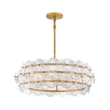 Rene 6 lt Drum Chandelier - Distressed Brass