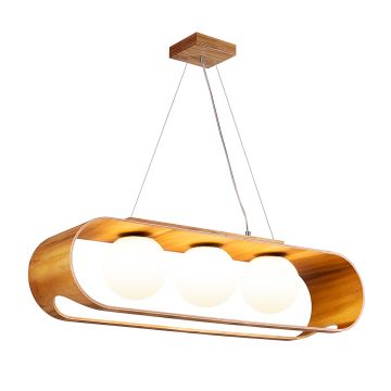 Sfera 3lt Linear Pendant Light - Teak Veneer