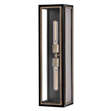 Shaw 2 lt Wall Lantern - Black with Burnished Bronze accents
