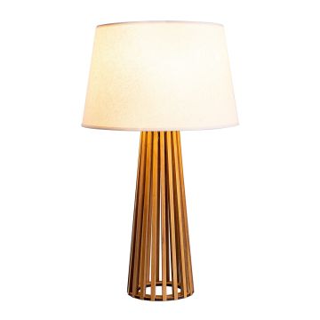 Slatted Table Lamp - Teak Veneer