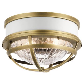 Tollis 2 Light Flush - Natural Brass & White