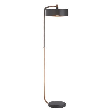 Aaron 1 lt Floor Lamp - Heritage Brass, Graphite leather, Black Marble, Bronze Shade