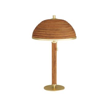 Annette 2 lt Table Lamp - Natural Rattan & Antique Brass