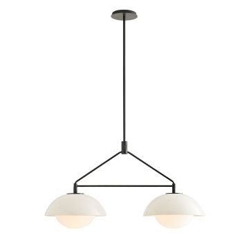Glaze 2 lt Linear Chandelier - Ivory Stained Crackle & Blackened Steel