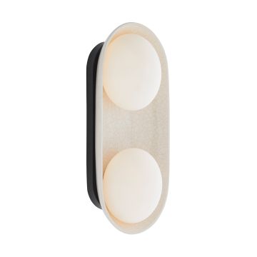 Glaze 2 lt Wall Light - Ivory Stained Crackle & Blackened Steel