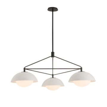 Glaze 3 lt Chandelier - Ivory Stained Crackle & Blackened Steel