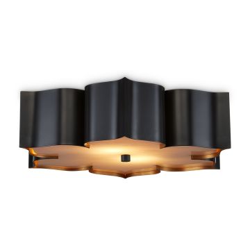 Grand Lotus 3 lt Flush - Matte Black / Contemporary Gold / Faux Alabaster